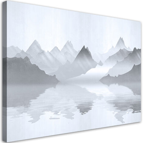 Quadro su tela, Montagne sul lago astrazione - 60x40