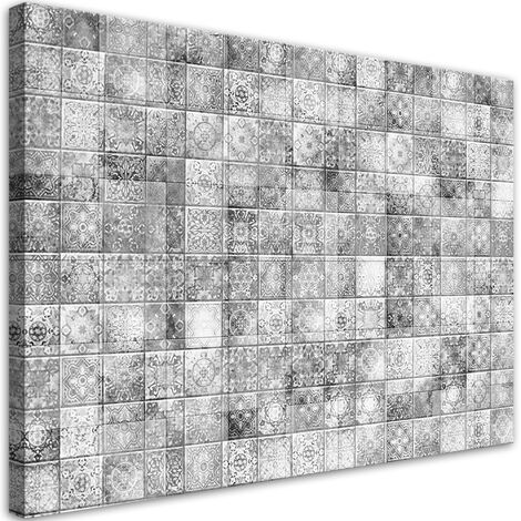 Quadro su tela, Mosaico orientale su piastrelle grigie - 120x80