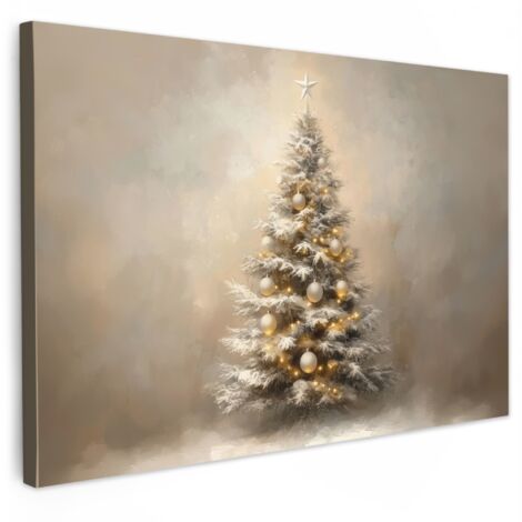 QUADRO SU TELA Natale - Albero di Natale - Neve - Arte 140x90 cm