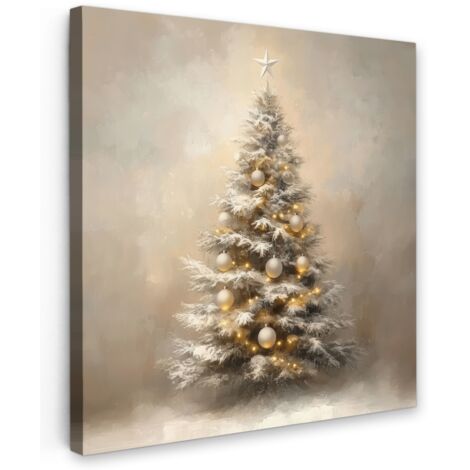 QUADRO SU TELA Natale - Albero di Natale - Neve - Arte 20x20 cm