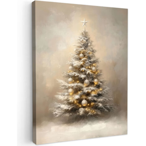 QUADRO SU TELA Natale - Albero di Natale - Neve - Arte 60x80 cm