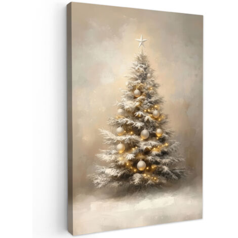 QUADRO SU TELA Natale - Albero di Natale - Neve - Arte 80x120 cm