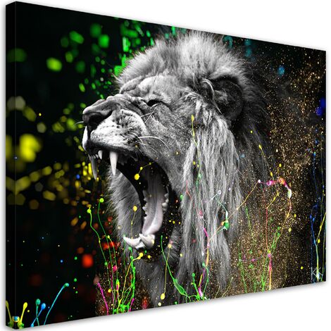 Quadro su tela, Natura animale di leone - 90x60