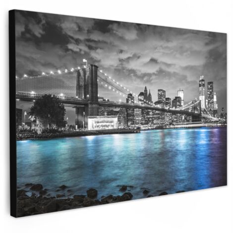 QUADRO SU TELA New York - Skyline - Città - Blu 150x100 cm