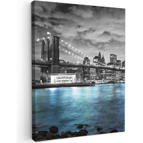 QUADRO SU TELA New York - Skyline - Città - Blu 60x80 cm