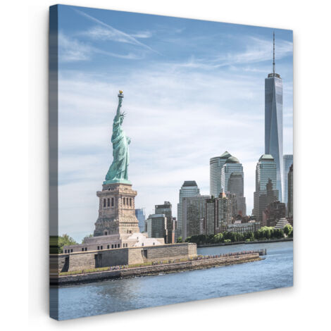 QUADRO SU TELA New York - Statua della Libertà - Acqua 20x20 cm