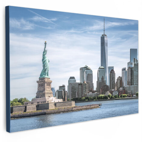 QUADRO SU TELA New York - Statua della Libertà - Acqua 30x20 cm