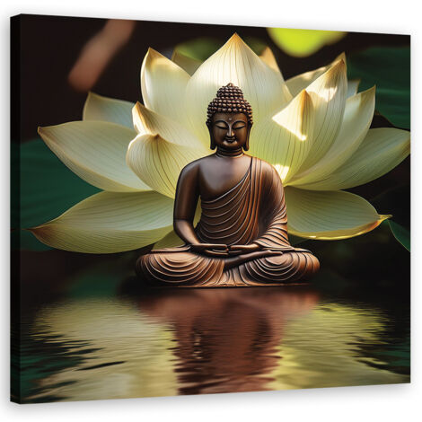 Quadro su tela, Ninfea Buddha Zen - 40x40
