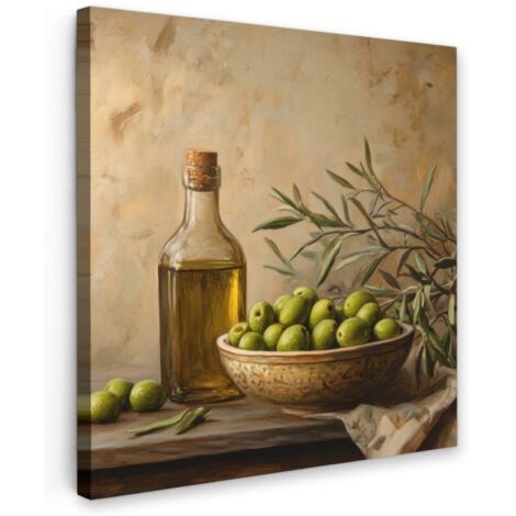 QUADRO SU TELA Olive - Natura morta - Vintage 20x20 cm