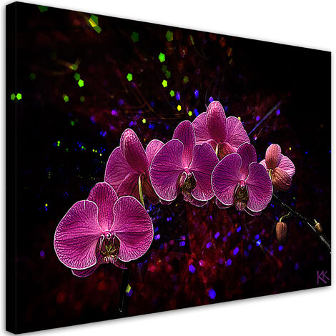 Quadro su tela, Orchidea su uno sfondo scuro - 100x70