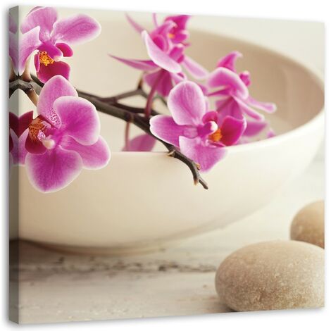 Quadro su tela, Orchidee rosa zen - 30x30