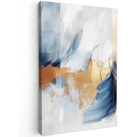 QUADRO SU TELA Oro - Blu - Acquerello - Arte - Moderno 20x30 cm