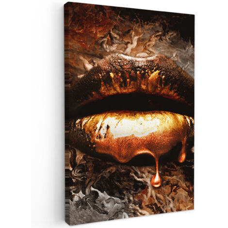 QUADRO SU TELA Oro - Labbra - Arte - Oro - Lusso - Astratto 20x30 cm