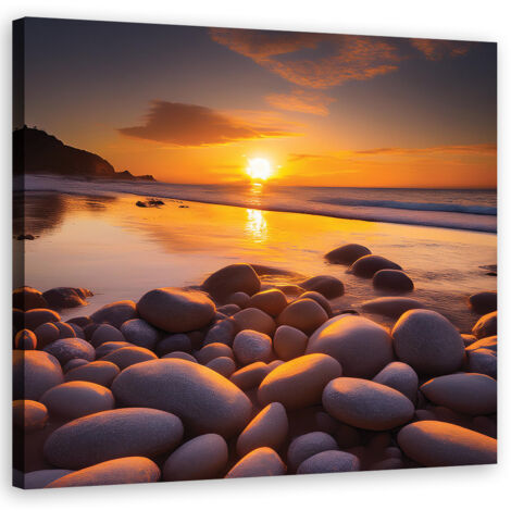 Quadro su tela, Paesaggio al tramonto - 40x40