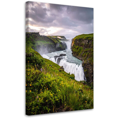 Quadro su tela, Paesaggio cascata montagne natura, 20x30