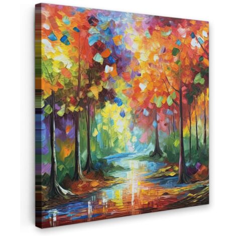 QUADRO SU TELA Paesaggio - Foresta - Colori - Natura 20x20 cm