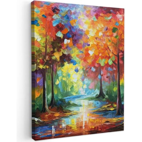 QUADRO SU TELA Paesaggio - Foresta - Colori - Natura 60x80 cm