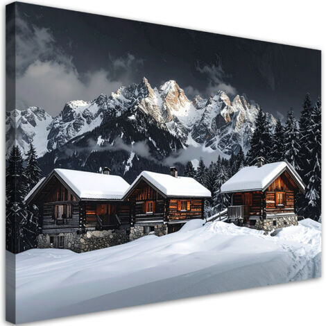 Quadro su tela, Paesaggio invernale montagna natura, 30x20