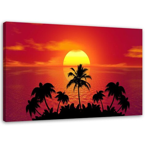 Quadro su tela, Palme tropicali al tramonto - 60x40