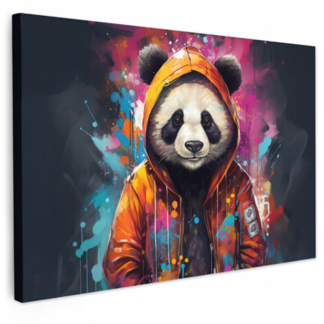 QUADRO SU TELA Panda - Giacca - Graffiti - Arancione 30x20 cm