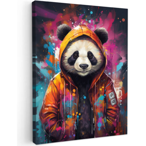 QUADRO SU TELA Panda - Giacca - Graffiti - Arancione 60x80 cm