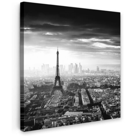 QUADRO SU TELA Parigi - Skyline - Torre Eiffel - Città - Nuvole 20x20 cm