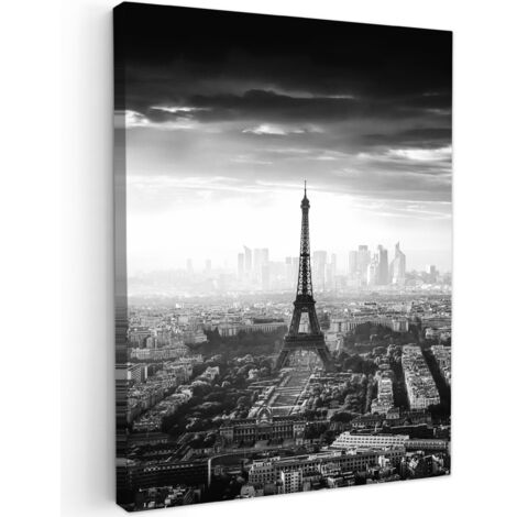 QUADRO SU TELA Parigi - Skyline - Torre Eiffel - Città - Nuvole 60x80 cm