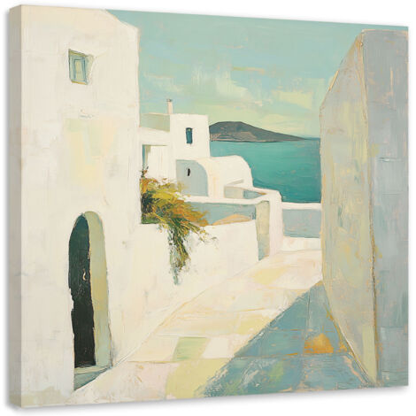 Quadro su tela, Pastello edifici Astrazione citt - 30x30