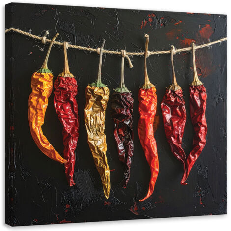 Quadro su tela, Peperoncini secchi, 30x30
