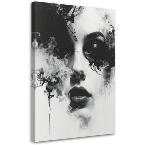 Quadro su tela, per soggiorno camera da letto Ritratto astratto di una donna in bianco e nero, 40x60