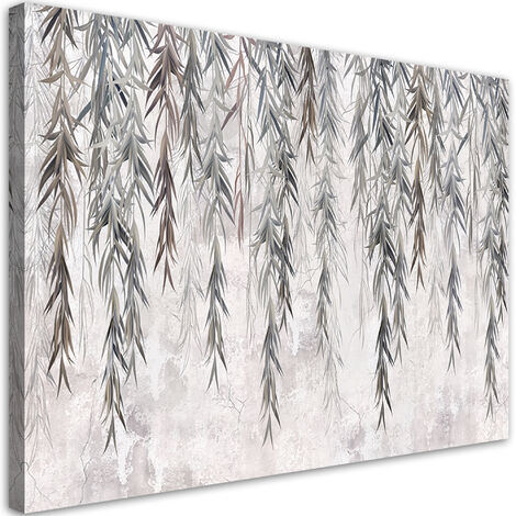 Quadro su tela, Piante tropicali in grigio su cemento - 90x60