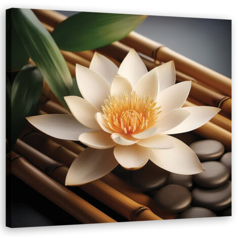 Quadro su tela, Pietre fiore zen - 30x30