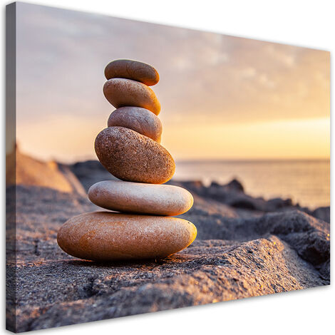 Quadro su tela, Pietre sulla spiaggia Zen - 90x60