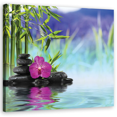 Quadro su tela, Pietre sull'acqua zen - 30x30
