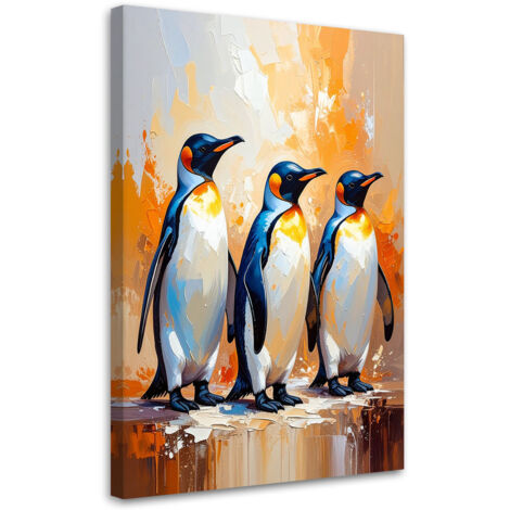 Quadro su tela, Pinguini colorati Uccelli - 40x60