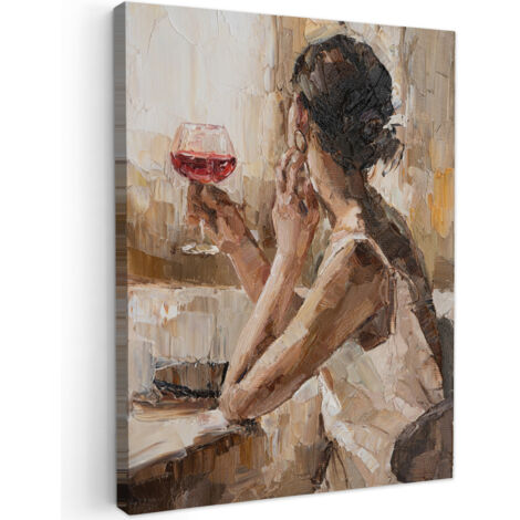 QUADRO SU TELA Pittura a olio - Donna - Vino 60x80 cm