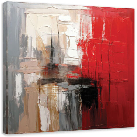 Quadro su tela, Pittura astratta texture rosso - 30x30