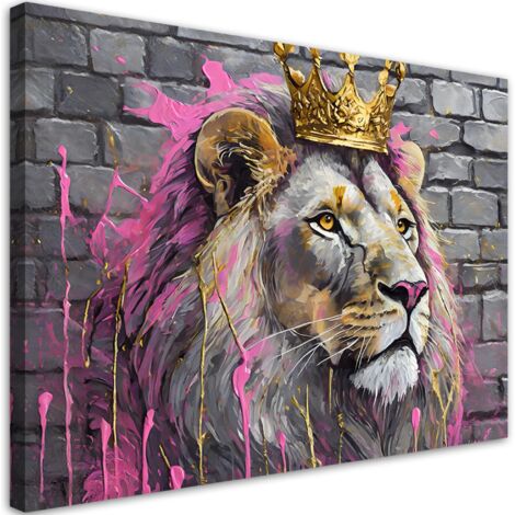 Quadro su tela, Re Leone Rosa - 60x40