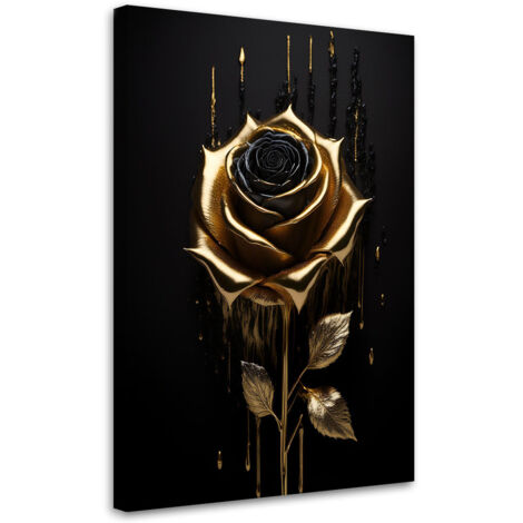 Quadro su tela, Rosa dorata stile loft - 40x60