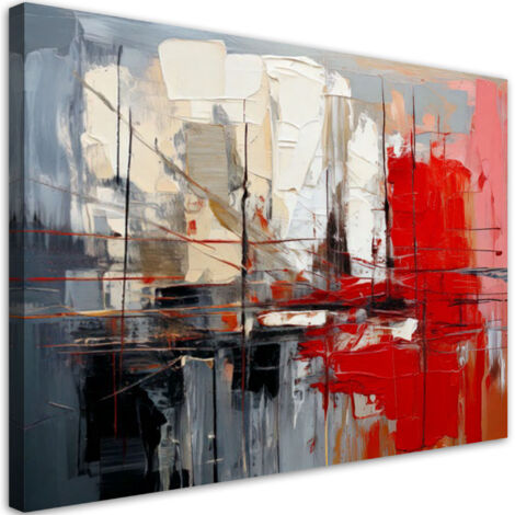 Quadro su tela, Rosso beige grigio - 60x40