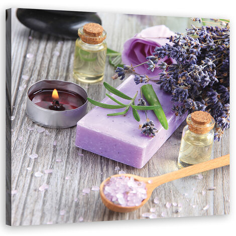 Quadro su tela, Sapone viola zen spa - 40x40