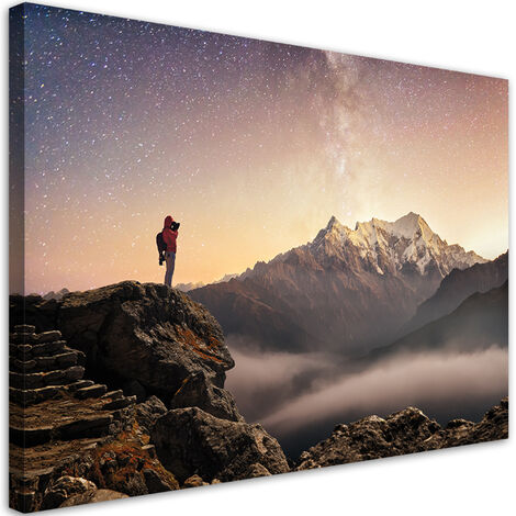Quadro su tela, Scalare le stelle delle montagne del cielo - 100x70