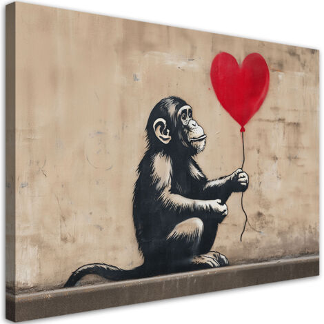 Quadro su tela, Scimmia con palloncino Banksy Street Art - 120x80