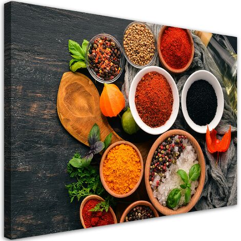 Quadro su tela, Spezie fresche in cucina - 90x60