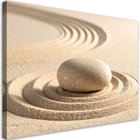 Quadro su tela, Spiaggia di sabbia pietra zen spa, 30x20