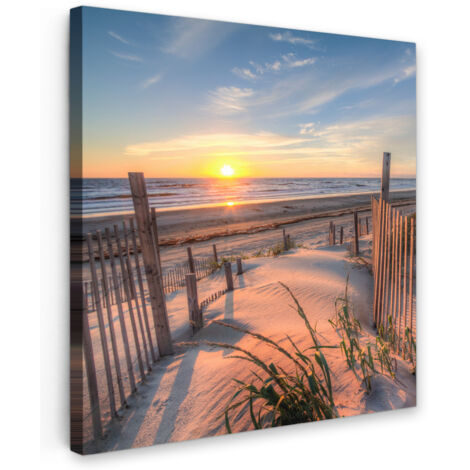 QUADRO SU TELA Spiaggia - Mare - Duna - Tramonto - Paesaggio 20x20 cm