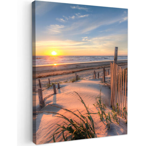 QUADRO SU TELA Spiaggia - Mare - Duna - Tramonto - Paesaggio 60x80 cm