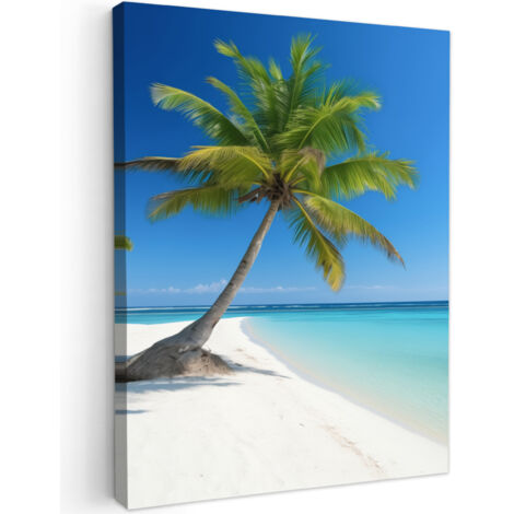 QUADRO SU TELA Spiaggia - Palma - Tropicale - Mare 60x80 cm