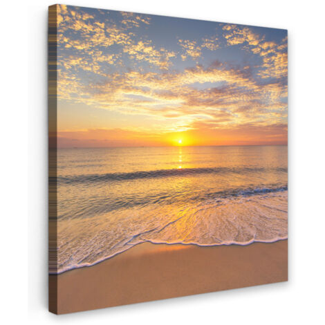 QUADRO SU TELA Spiaggia - Tramonto - Mare 20x20 cm