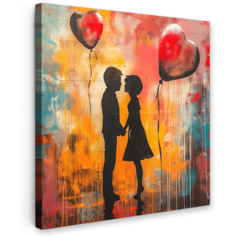 QUADRO SU TELA Street art - Amore - Graffiti - Arte - Banksy 20x20 cm